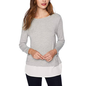 New J. Crew Mercantile XXS Silky Hem Knit Pullover Top Gray Ivory Tunic Sweater